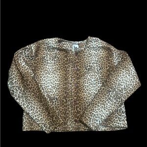 Vintage Blanc Noir Leopard Print Button-Up Cardigan: Large